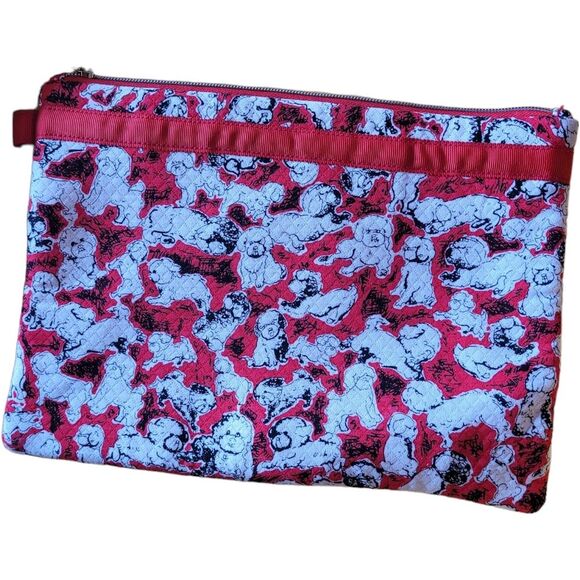 Neiman Marcus Carolina Herrera Puppy Dog Padded Cosmetic Case Travel Bag - Picture 2 of 8